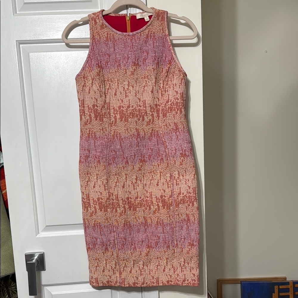 Elegant Pink and Cream Sleeveless Dress